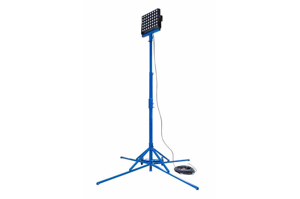 480W Work Area LED Light Tower - Quadpod Mount - 7-12' - Temporary Construction Lighting - 50' Cord