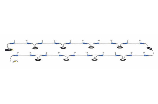 140W Anti-Theft 200' LED Stringer - (10) 14W LED T8-Style Lamps - 17,500 Lumens - Wet Area Approved