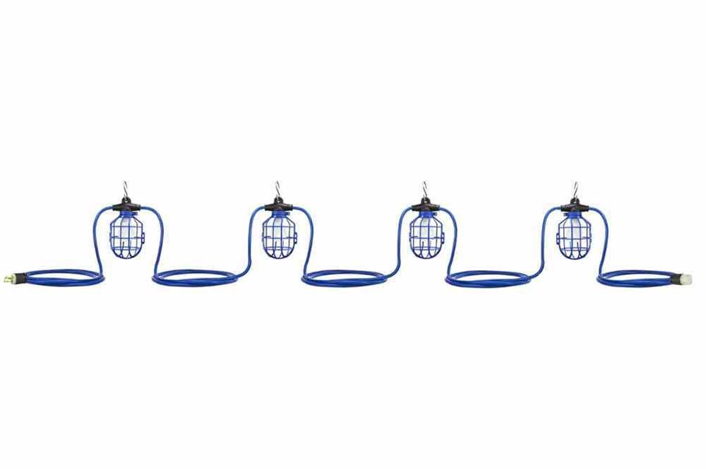 45ft String Light Kit w/ SS Safety Cables - (4) 150W Rated Sockets - NO LAMPS