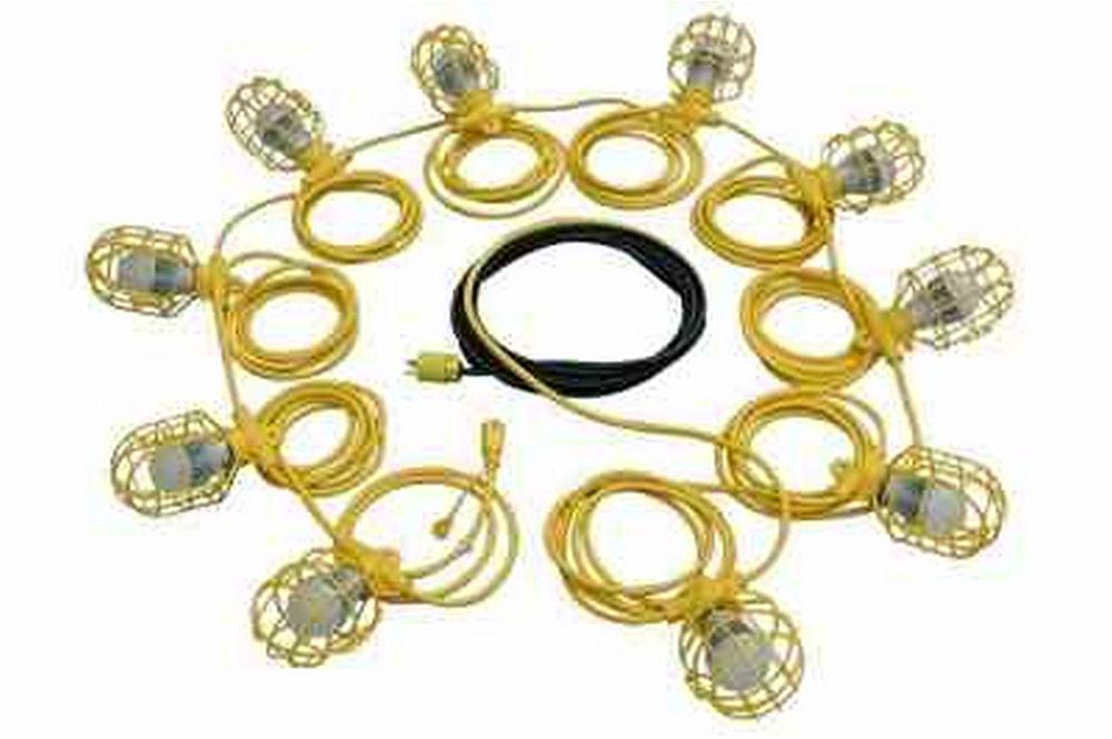 5300' Temporary Tunnel String Light - 530 LED Work Lamps - 277V - 10/4 SOOW Feeder Whip - Twistlock