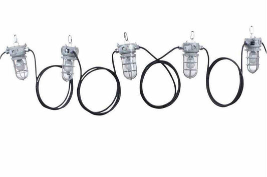 270' Work Area Mining String Light - 18 LED Work Lamps - 240V - 10/4 SOOW Cable - Daisy Chain