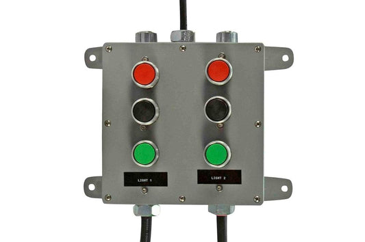 Control Station for Industrial Stack Light with Horn - (3) On/Off Switches - Weatherproof