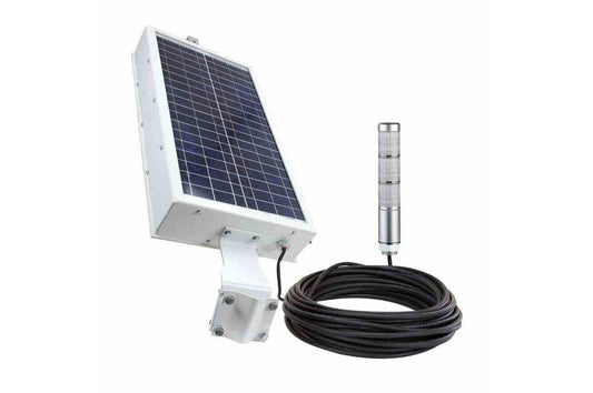 Solar Powered LED Signal Stack Light - Red, Yellow, Green - (4) 8aH Batteries - 100' 12/2 SOOW Cord