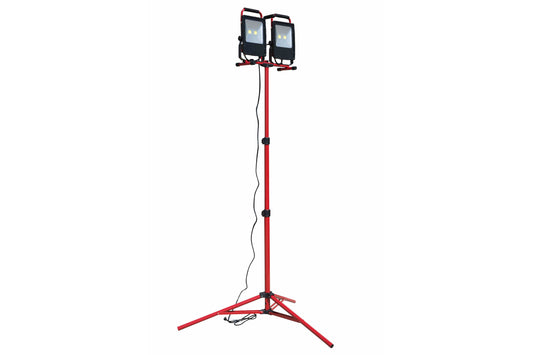 Larson 100W LED Work Area Light with Adjustable Aluminum Tripod - Dual LED Fixtures - 10,000 Lumens