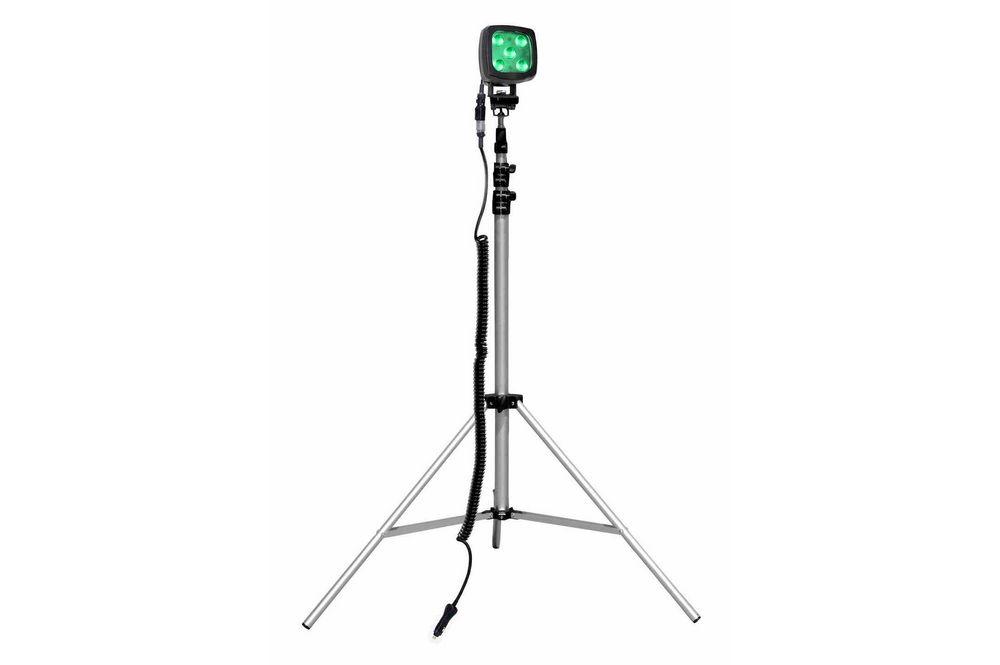 25W Green LED Spotlight - 3.5-10' Aluminum Tripod - 2250 Lumens - IP67 - 9-60VDC - 16' Cord w/ Plug
