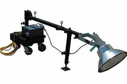 Wheeled Boiler Light w/ Right Angle Extension Arm - 1000 watt metal halide - Adjustable Tower