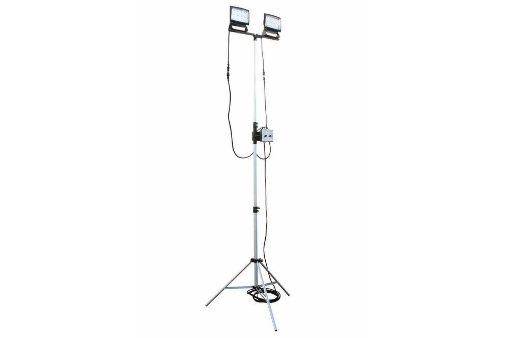 2, 40-Watt LED Flood Lights on Telescoping Tripod - Extends 3.5' to 10' - 120VAC - 25' SOOW Cord