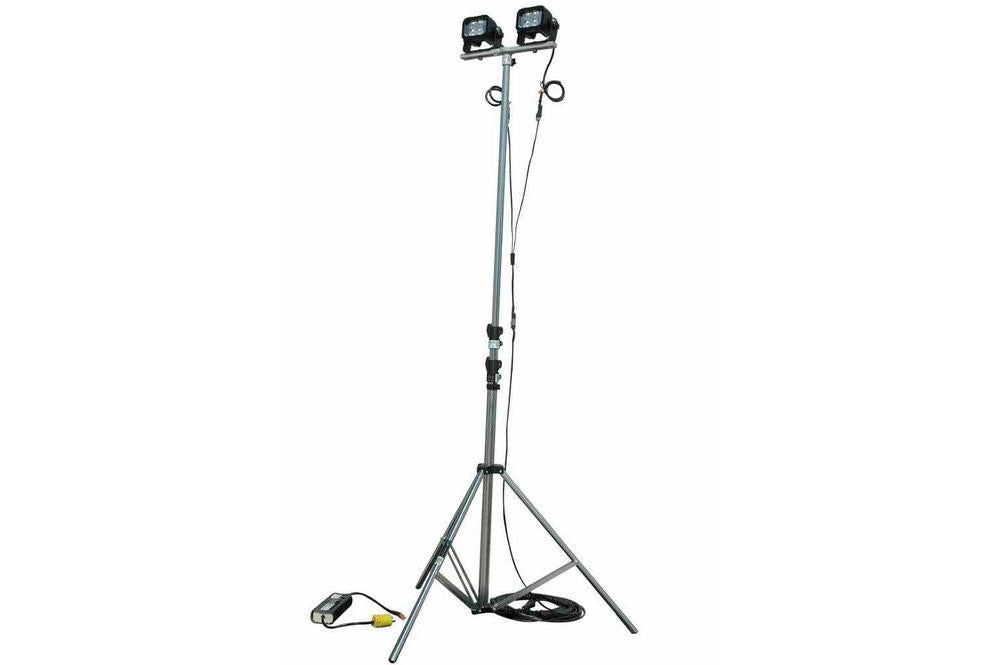 24W Portable LED Telescoping Light Tower - Extends 3.5' to 10' - 20ft Coil Cord - 1440 Total Lumens
