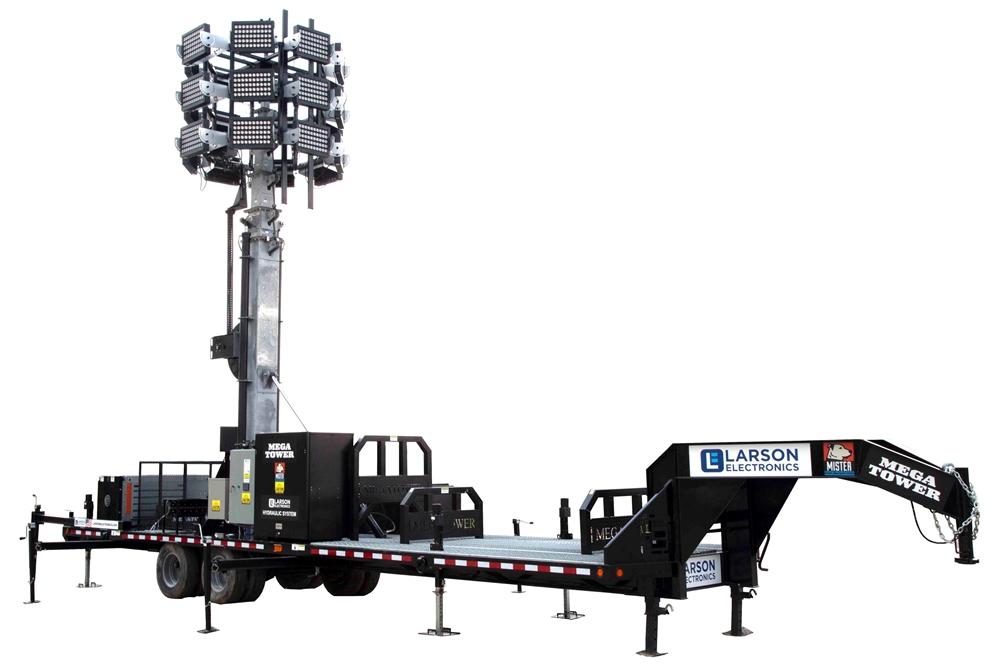 77' Hydraulic Megatowerâ„¢ Light Plant - 33' Trailer - (20) 500W LED Fixtures - 20KW Genset w/ 110 Gal - PuriLite