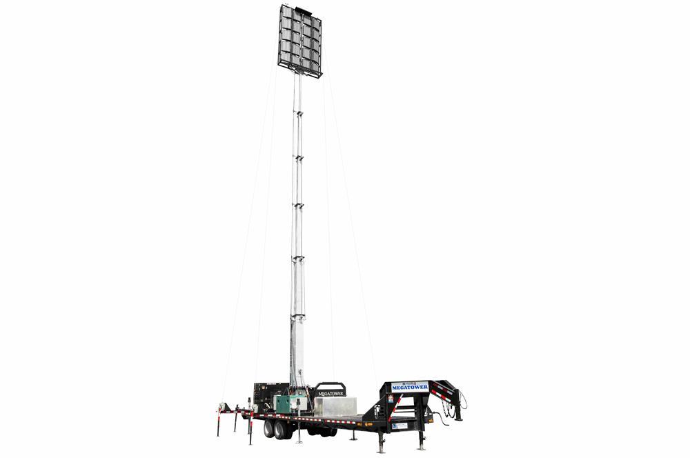 97' Hydraulic Megatowerâ„¢ Light Plant - 33' Trailer - (20) 500W LED Fixtures - 20KW Genset w/ 110 Gal - PuriLite