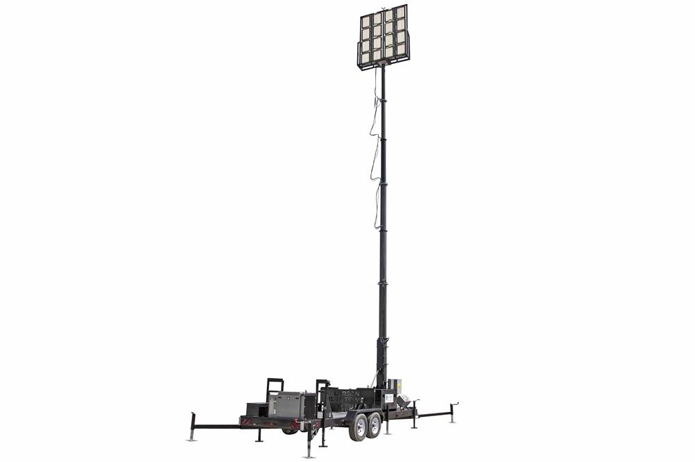50' Pneumatic Megatowerâ„¢ on 21 Foot Trailer - (16) 500 Watt LED Lights - 11KW Genset - 110 Gallons - PuriLite