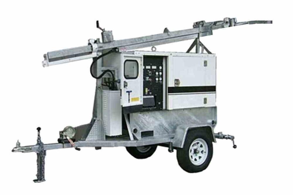 23' Mobile Light Tower with Diesel Engine Generator - 12'-20' Mast - (4) 240W LED Lamps - 4kW Genset/39.9 Gallon Poly Fuel Tank