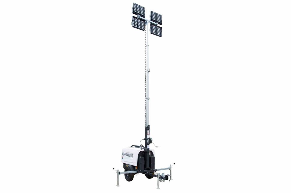 4kW Diesel Generator - 8'-24' Light Tower - (4) LED Lights, Dusk-to-Dawn - 60 Gal Fuel Capacity