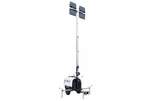 4kW Diesel Generator - 8'-24' Light Tower - (4) LED Lights, Dusk-to-Dawn - 60 Gal Fuel Capacity