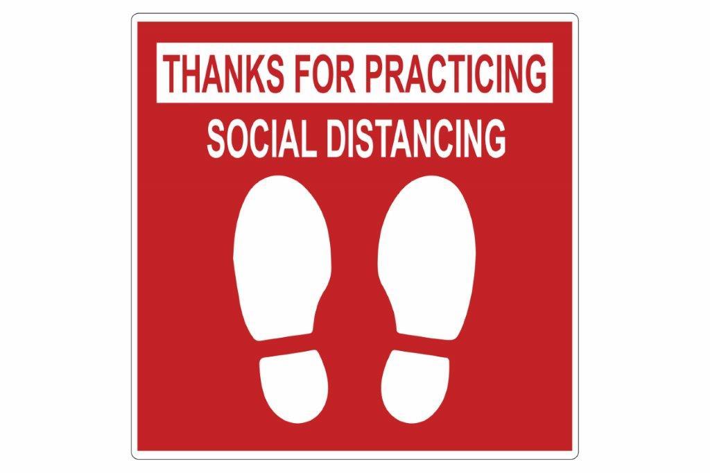 Larson Thank You For Practicing Social Distancing Floor Sign - Includes (1) Adhesive Backed Vinyl Warning Sign