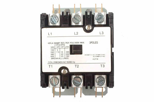 Definite Purpose Contactor - 110/120V AC @ 50/60Hz Max/Coil Voltage - 35 Amps, 3-pole