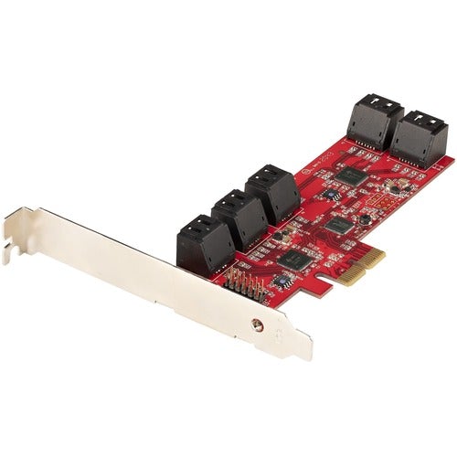 StarTech.com SATA PCIe Card, 10 Port PCIe SATA Expansion Card, 6Gbps SATA Adapter, 10 Mini-SAS/SATA Cables, PCI Express to SATA Converter - SATA III 6Gbps PCIe 2.0 x4 card - SATA expansion adapter card - 10-Port SATA to PCIe Card w/ASM1062 controller for