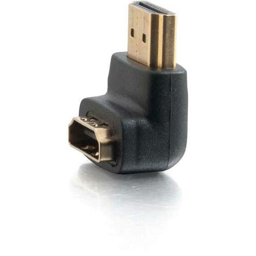 C2G HDMI Male to HDMI Female 90° Adapter - 1 x Type A Male Digital Audio/Video - 1 x Type A Female Digital Audio/Video - Gold Connector - Black