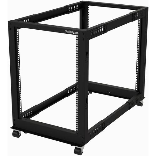 StarTech.com 15U 19" Open Frame Server Rack - 4 Post, Adjustable Depth 22 to 40" - Mobile Network Equipment Rack - HP ProLiant ThinkServer - 15U Open Frame Server Rack w/adjustable mounting depth of 23in-41in & 30in tall design - Mobile Data IT rack w/ca