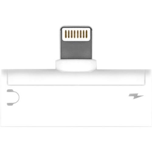 Aluratek Lightning + 3.5 mm Adapter For iPhone/iPad - 1 x Lightning Male Proprietary Connector - 1 x Lightning Female Proprietary Connector, 1 x Mini-phone Female Stereo Audio