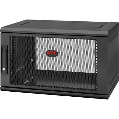 Schneider Electric APC by Schneider Electric NetShelter WX 6U Single Hinged Wall-mount Enclosure 400mm Deep - For Networking, Airflow System - 6U Rack Height x 19" (482.60 mm) Rack Width x 12.95" (329 mm) Rack Depth - Wall Mountable - Black - 90.91 kg St