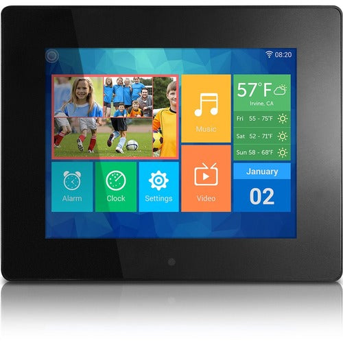 Aluratek 8" Wi-Fi Digital Photo Frame with Touchscreen LCD Display - 8" LCD Digital Frame - 1024 x 768 - Cable/Wireless - 4:3 - Calendar, Background Music, Clock, Slideshow, Auto On/Off Timer, Alarm, Weather Forecast - Built-in 8 GB - Built-in Speaker, M