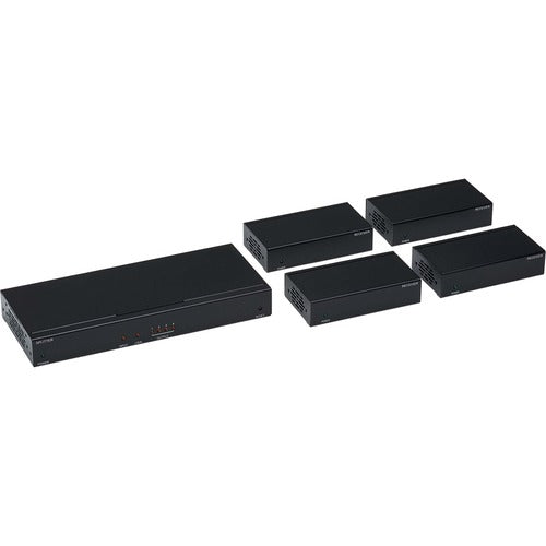 Tripp Lite B127-004-D4H Video Extender Transmitter/Receiver - 1 Input Device - 4 Output Device - 125 ft (38100 mm) Range - 8 x Network (RJ-45) - 1 x HDMI In - DisplayPort - 4K - 3840 x 2160 - Twisted Pair - Category 6 - Rack-mountable - TAA Compliant