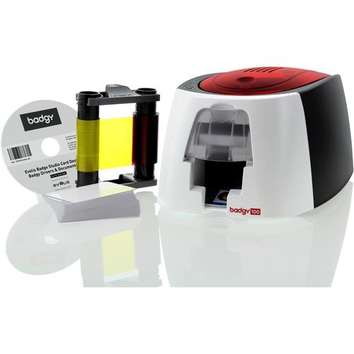 Evolis Badgy Badgy100 Single Sided Desktop Dye Sublimation/Thermal Transfer Printer - Color - Card Print - USB - 16 Second Mono - 45 Second Color - 300 dpi