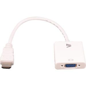 V7 HDMI to VGA Adapter - 6" HDMI/VGA Video Cable for Video Device, Notebook, Projector, TV, Ultrabook - First End: 1 x HDMI Male Digital Audio/Video - Second End: 1 x HD-15 Female VGA - White