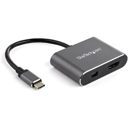 StarTech.com USB C Multiport Video Adapter - 4K 60Hz USB-C to HDMI 2.0 or Mini DisplayPort 1.2 Monitor Display Adapter - HBR2 HDR - 2-in-1 USB-C multiport video adapter 4K 60Hz Mini DisplayPort 1.2 or HDMI 2.0 - USB C to HDMI (HDR)/mDP 1.2 (HBR2) - HDCP