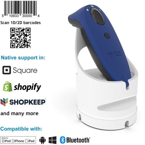 Socket Communication Socket Mobile SocketScan® S740, Universal Barcode Scanner, Blue & White Dock - Wireless Connectivity - 19.49" (495 mm) Scan Distance - 1D, 2D - Imager - Bluetooth - Blue, White