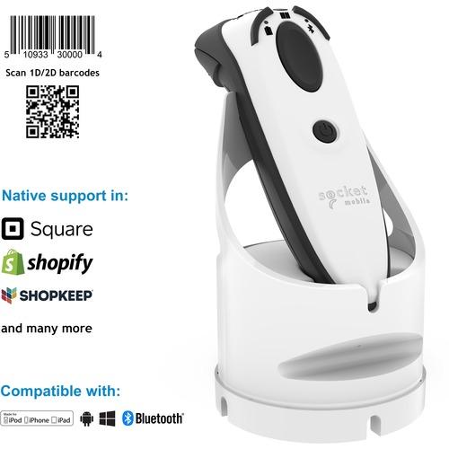 Socket Communication Socket Mobile DuraScan® D740, Universal Barcode Scanner, White & Charging Dock - Wireless Connectivity - 19.50" (495.30 mm) Scan Distance - 1D, 2D - Laser - Bluetooth - White