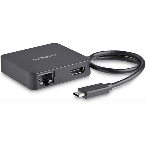 StarTech.com USB C Multiport Adapter - Portable USB Type-C Mini Dock to 4K UHD HDMI Video - GbE, USB 3.0 Hub - Thunderbolt 3 Compatible - Portable 4-in-1 USB C multiport adapter USB bus-powered - 4K 30Hz HDMI video/Gigabit Ethernet/1x USB-A 1x USB-C USB