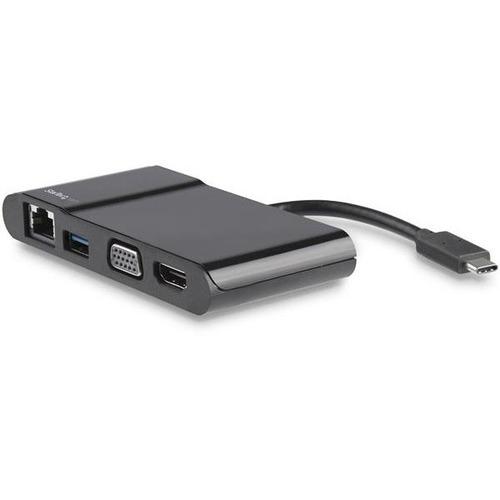 StarTech.com USB-C Multiport Adapter - Portable USB Type-C/TB3 Laptop Travel Dock with 4K HDMI or 1080p VGA - Gigabit Ethernet, USB-A 3.0 - 4-in-1 USB-C travel dock 4K 30Hz HDMI or 1080p VGA video display / USB-A 3.0 / GbE - Windows, macOS, Ubuntu - Port