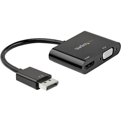 StarTech.com DisplayPort to HDMI VGA Adapter - DP 1.2 HBR2 to HDMI 2.0 4K 60Hz or VGA Monitor Converter - Digital Video Display Adapter - 2-in-1 DisplayPort 1.2 (HBR2) to HDMI 2.0 4K 60Hz UHD HDR or VGA 1080p monitor adapter | HDMI: 7.1 audio/HDCP 2.2/1.