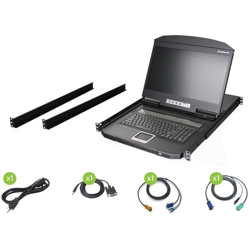 IOGEAR 18.5" Widescreen Short Depth 16-port LCD KVM Switch (TAA Compliant) - 16 Computer(s) - 18.5" LCD - HD - 1366 x 768 - 4:3 - 2 x PS/2 Port - 2 x USB - Daisy Chain - Keyboard120 V AC, 230 V AC Input Voltage - 1U High - Metal, Plastic - TAA Compliant - PuriLite