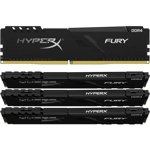 Kingston HyperX Fury 128GB DDR4 SDRAM Memory Module - For Desktop PC - 128 GB (4 x 32GB) - DDR4-2400/PC4-19200 DDR4 SDRAM - 2400 MHz - CL15 - 1.20 V - Non-ECC - Unbuffered - 288-pin - DIMM - Lifetime Warranty