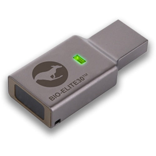 Kanguru Solutions Kanguru Defender Bio-Elite30 Fingerprint Encrypted USB Flash Drive 16GB - 16 GB - USB 3.0 - Gray - 256-bit AES - 3 Year Warranty - TAA Compliant - PuriLite