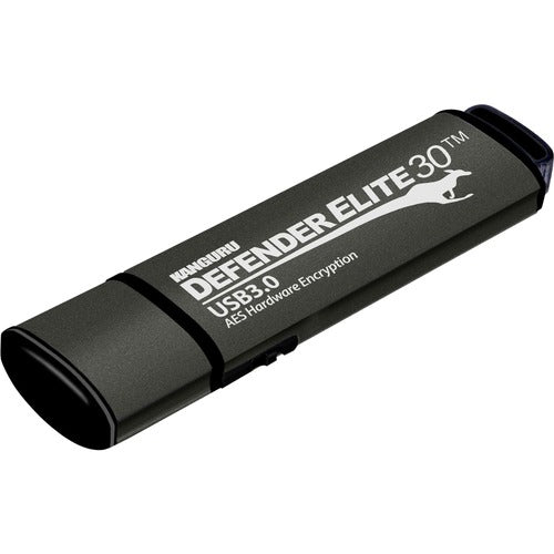 Kanguru Solutions Kanguru Defender Elite30? Hardware Encrypted Secure Flash Drive, 16G - 16 GB - USB 3.0 - 150 MB/s Read Speed - 100 MB/s Write Speed - Black - 256-bit AES - 3 Year Warranty - TAA Compliant - PuriLite