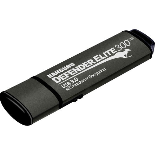 Kanguru Solutions Kanguru Defender Elite300 FIPS 140-2 Certified, SuperSpeed USB 3.0 secure flash drive, 128G - 128 GB - USB 3.0 - Black - 256-bit AES - 3 Year Warranty - TAA Compliant - PuriLite