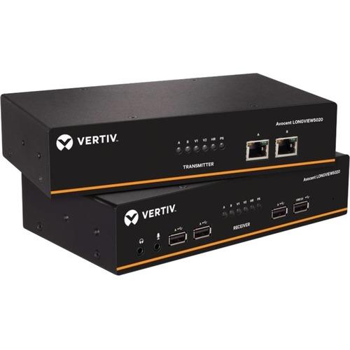 Vertiv Avocent LV 5020 High-Performance 4K HD KVM Extender Kit with Receiver & Transmitter - 1 Computer(s) - 1 Remote User(s) - 492.13 ft (150000 mm) Range - 4K - 3840 x 2160 Maximum Video Resolution x USB - DisplayPort - 5 V DC Input Voltage - Rack-moun