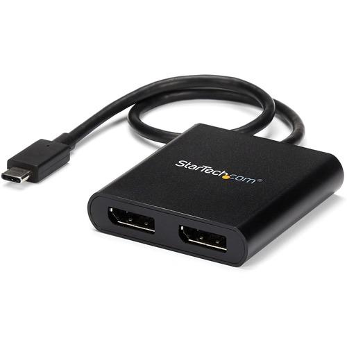 StarTech.com 2-Port Multi Monitor Adapter - USB-C to DisplayPort 1.2 Video Splitter - USB-C to Dual DP MST Hub - TB3 Compatible - Windows - USB Type-C dual monitor adapter can drive 2x 4K 30Hz or 2x 1080p 60Hz DisplayPort monitors - DP 1.2/HBR2/MST Hub -