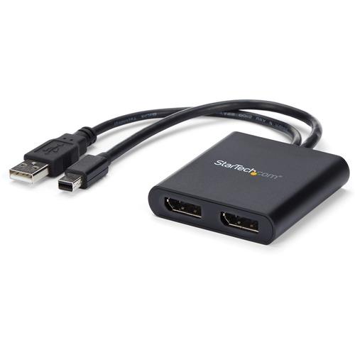 StarTech.com 2-Port Multi Monitor Adapter, Mini DisplayPort to DP MST Hub, Dual 4K 30Hz, Video Splitter for Extended Desktop Mode, Windows - 2-port Mini DisplayPort to DisplayPort multi-monitor adapter drives dual DP displays at up to 4K 30Hz to extend y