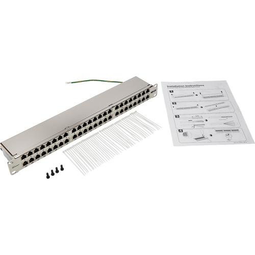 Tripp Lite N252-048-SH-K Cat6 48-Port Patch Panel, 1U - 48 Port(s) - 48 x RJ-45 - 1U High - Silver - Rack-mountable - TAA Compliant