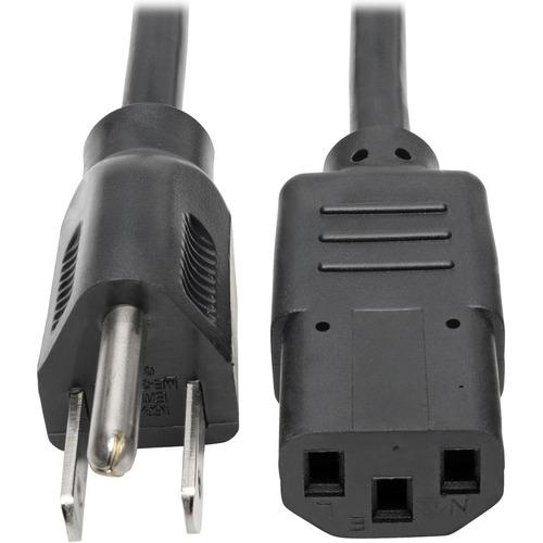Tripp Lite 25ft Computer Power Cord Cable 5-15P to C13 10A 18AWG 25' - For Computer, Printer, Monitor - 18 Gauge - 125 V AC / 10 A - Black - 25 ft Cord Length