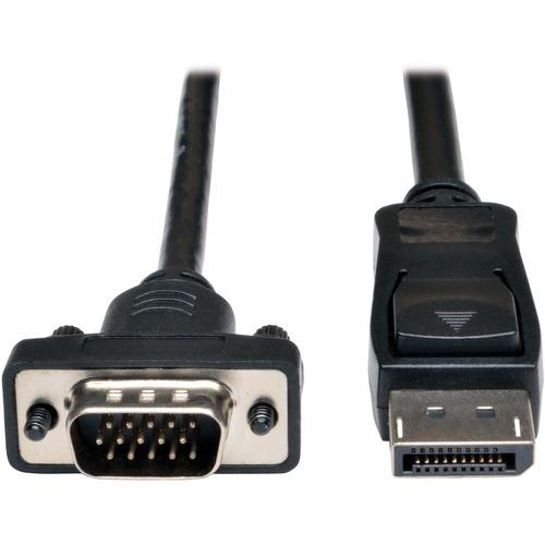 Tripp Lite DisplayPort to VGA Cable, Displayport with Latches to HD-15 Adapter (M/M), 3-ft - 3 ft DisplayPort/VGA Video Cable for Video Device, Monitor - First End: 1 x DisplayPort Male Digital Audio/Video - Second End: 1 x HD-15 Male VGA - Supports up t