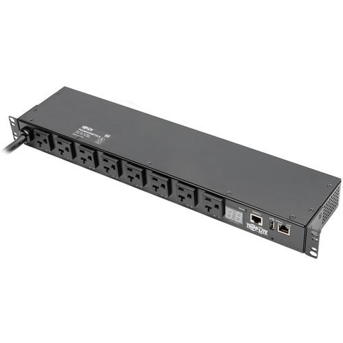Tripp Lite PDUMH20NET2LX 1.9kW Single-Phase Switched PDU - Switched - NEMA L5-20P/5-20P - 8 x NEMA 5-15/20R - 120 V AC - Network (RJ-45) - 1U - Horizontal - Rack-mountable - TAA Compliant