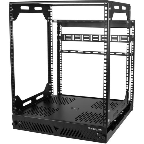 StarTech.com 12U 19" Open Frame Network Rack - Slide Out 4 Post 17" Deep Data/AV/IT/Computer Equipment Rack - Rotating/Pull Out/Pivoting - 12U 19in 4 post open frame network rack installs in built-in cabinet slide/pull out up to 18.7in rotating up to 90