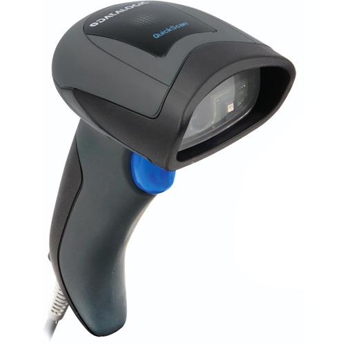 Datalogic QuickScan I QD2430 Handheld Barcode Scanner Kit - Cable Connectivity - 100 scan/s - 13.78" (350 mm) Scan Distance - 1D, 2D - Imager - Omni-directional - USB - Black - Stand Included - USB - Industrial