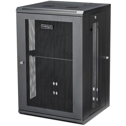 StarTech.com 18U 19" Wall Mount Network Cabinet - 16" Deep Hinged Locking Flexible IT Data Equipment Rack Vented Switch Enclosure w/Shelf - 18U 19 in wall mount network cabinet - Switch depth rack enclosure- 180° hinged design - Lockable access to front